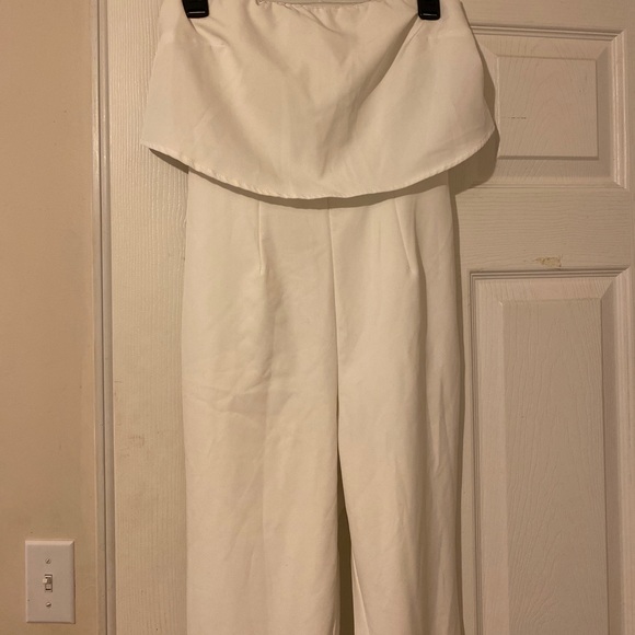White Bandeau Double Layer Jumpsuit - Picture 5 of 7